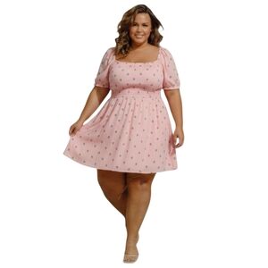 Torrid Pink Floral Smocked Babydoll Dress 3X Cottagecore Romantic Mini